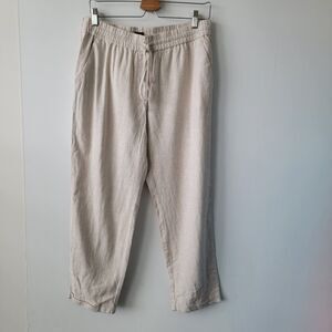 J.crew womens Striped linen-cotton blend drawstring pants size 12 breathable